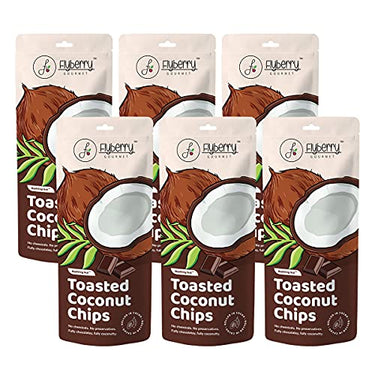 Flyberry Gourmet Toasted Coconut Chips with Cacao 300 Gms (Pack of 6x50Gms)